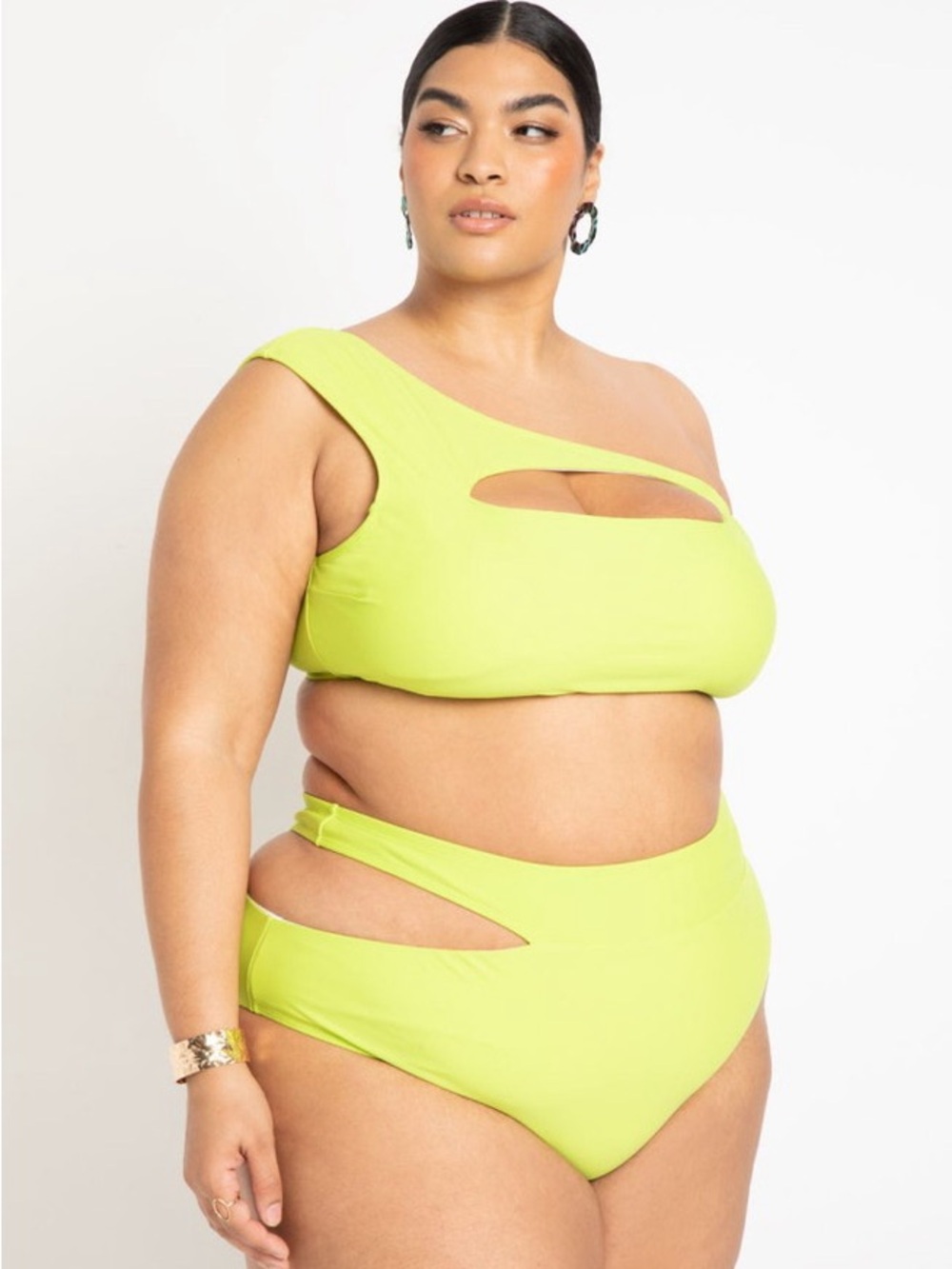 Gabi Fresh Swim x ELOQUII Cutout One Shoulder Bikini